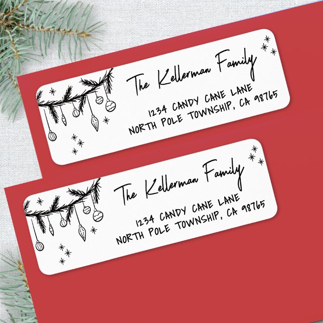Hand Drawn Holiday Christmas Return Address (Hand Drawn Whimsical Christmas Return Address label)