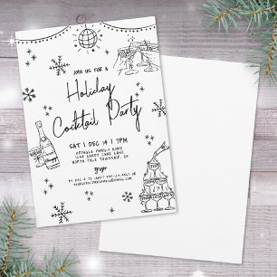 Hand Drawn Holiday Cocktail Party Invitation