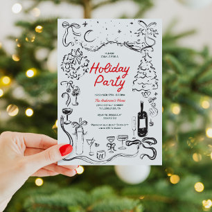 Hand Drawn Holiday Party Christmas Party Invitation