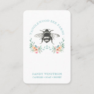 Hand Drawn Honey Bee Apiary Honey Products Square Business Card