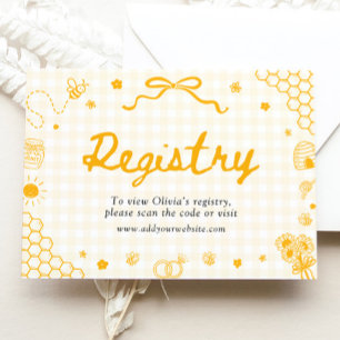 Hand Drawn Honey Bee Bridal Shower Registry Card