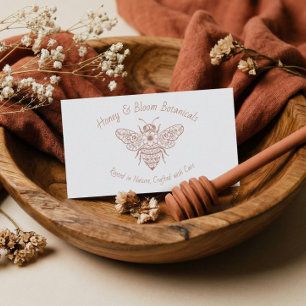 Hand Drawn Honey Bee Floral Botanical Wellness  Business Card