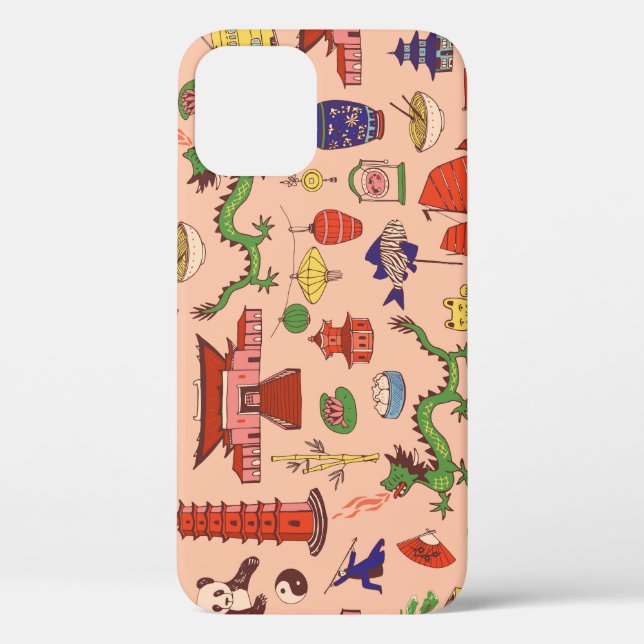 Hand-drawn Hong Kong motifs: seamless pattern Case-Mate iPhone Case (Back)