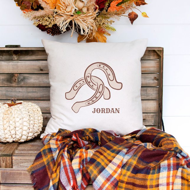 Hand-Drawn Horseshoes | Neutral Rustic Western Cushion (Creator Uploaded)