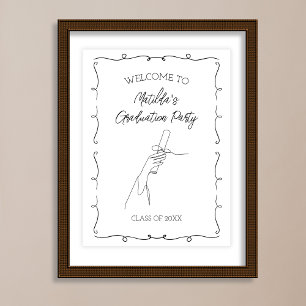 Hand Drawn Illustrated Graduation Welcome Poster
