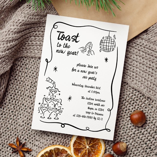 Hand Drawn Illustrated New Years Eve Party In Invitation (Creator Uploaded)