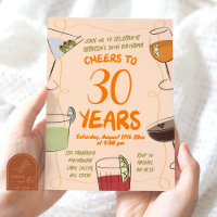 Hand drawn Illustrated Orange Cocktail Birthday