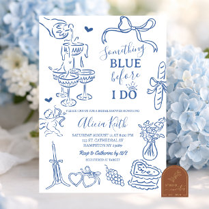 Hand Drawn Illustration Bridal Shower Invitation
