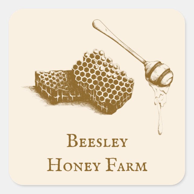 Hand drawn Illustration Honey Farm Beekeeper Square Sticker (Front)