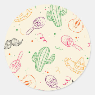 Hand Drawn Illustration Of Cinco De Mayo Day Classic Round Sticker