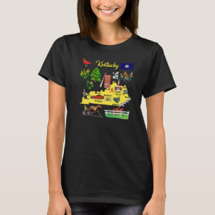 Hand Drawn Illustration Of Kentucky Map Tourist Pl T-Shirt