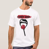 hand drawn illustration of mouth with lollipop. Te