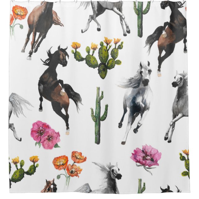 Hand drawn illustration. Seamless pattern. Cute ca Shower Curtain (Front)