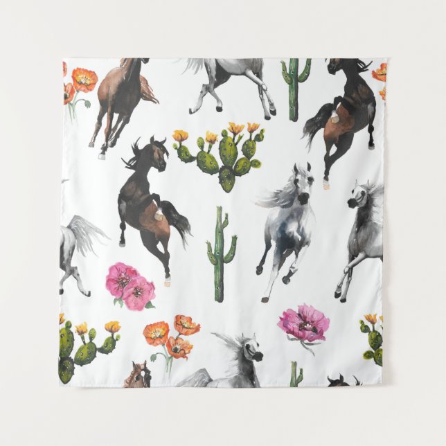 Hand drawn illustration. Seamless pattern. Cute ca Tapestry (Front)