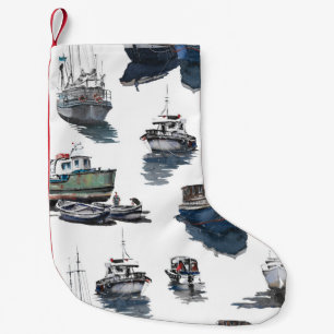 Hand drawn illustration. Watercolor seamless patte Small Christmas Stocking