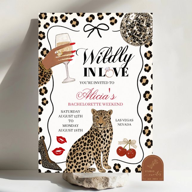 Hand Drawn Illustration Wildly in Love Leopard Invitation (Creator Uploaded)