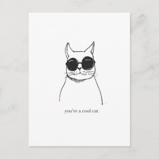 Hand drawn illustration "You're a cool cat" Postcard
