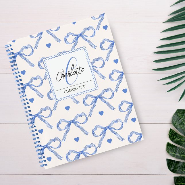 Hand Drawn Illustrations Blue Coquette Bows  Notebook (Creator Uploaded)