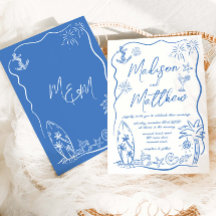Hand Drawn Illustrations Doodles Beach Wedding 