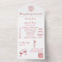Hand Drawn Illustrations Doodles Maroon Wedding