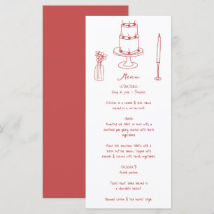 Hand Drawn Illustrations Doodles Maroon Wedding Menu