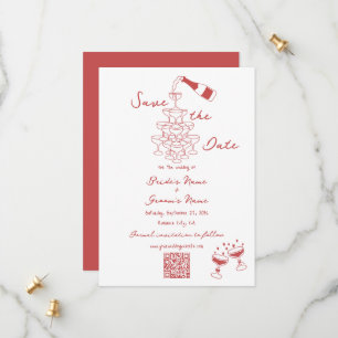 Hand Drawn Illustrations Doodles Maroon Wedding Save The Date
