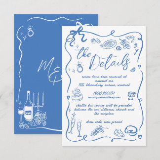 Hand Drawn Illustrations Doodles Wedding Details Enclosure Card