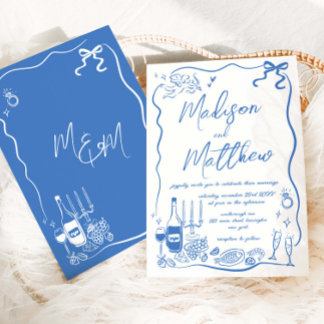 Hand Drawn Illustrations Doodles Wedding  Invitation