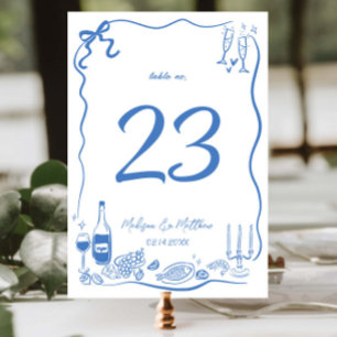 Hand Drawn Illustrations Doodles Wedding Party Table Number