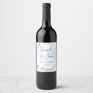 Hand Drawn Illustrations Doodles Wedding Party Wine Label