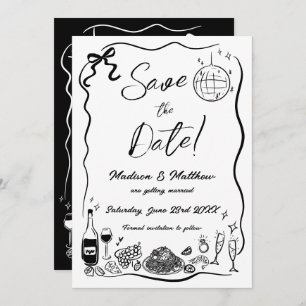 Hand Drawn Illustrations Scribble Doodles Wedding  Save The Date