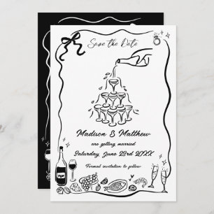 Hand Drawn Illustrations Scribble Doodles Wedding Save The Date
