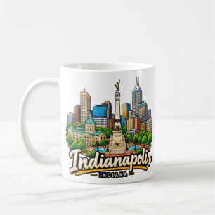 Hand Drawn Indianapolis Indiana Travel Art Coffee Mug