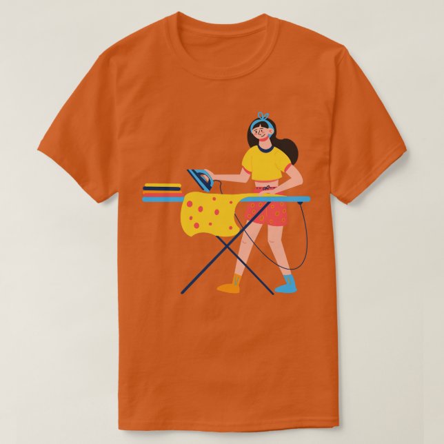 Hand Drawn IRONING WOMAN T-Shirt (Design Front)