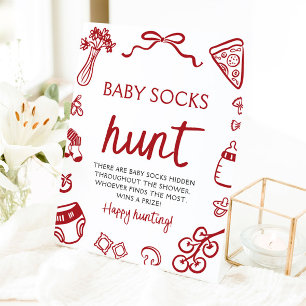 Hand Drawn Italian Baby Socks Hunt Baby Shower Pedestal Sign