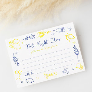 Hand Drawn Italian Bridal Shower Date Night Ideas Enclosure Card