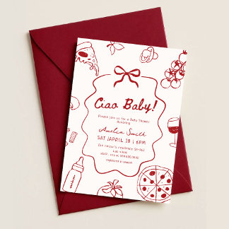 Hand Drawn Italian Ciao Baby Shower Invitation