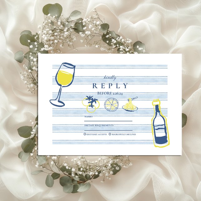 Hand Drawn Italian Food Wedding RSVP Card (Creator Uploaded)