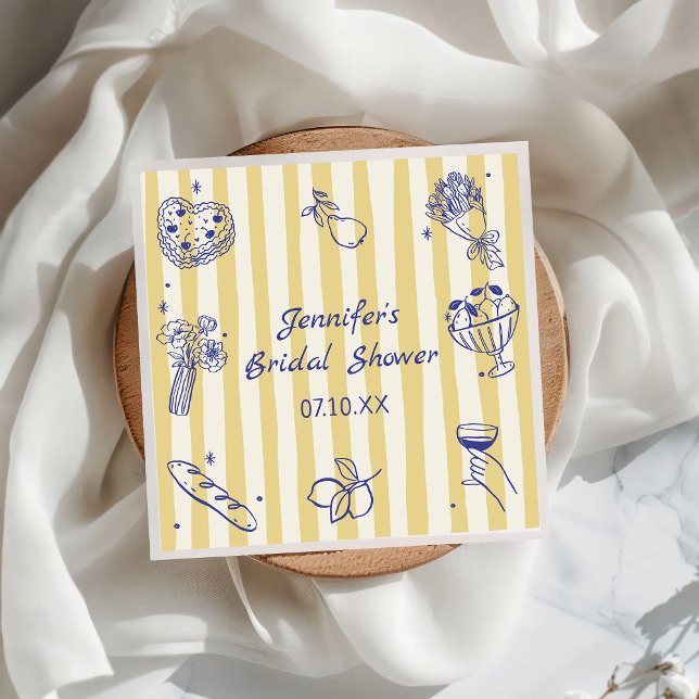 Hand Drawn Italian Lemon Bridal Shower Napkins (Creator Uploaded)