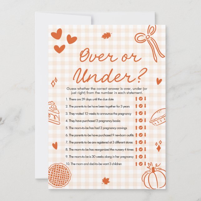 Hand Drawn Italian Over Or Under Baby Shower Game Invitation (Front)