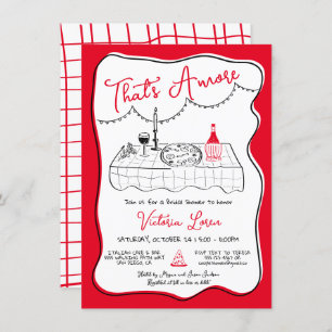 Hand Drawn Italian Pizza Wine Dinner Party Invitation