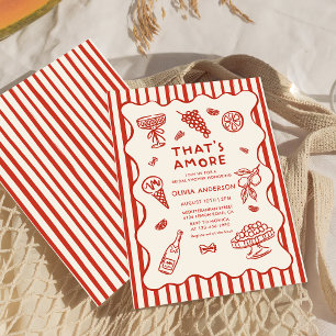Hand Drawn Italian That's Amore Bridal Shower Invitation