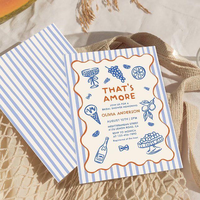 Hand Drawn Italian That's Amore Bridal Shower Invitation (Creator Uploaded)