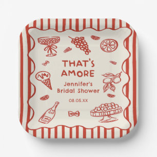 Hand Drawn Italian That's Amore Bridal Shower Paper Plate