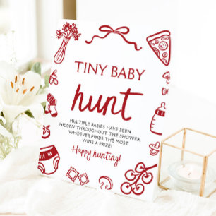 Hand Drawn Italian Tiny Baby Hunt Baby Shower Pedestal Sign