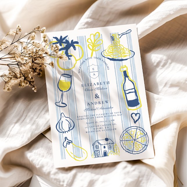 Hand Drawn Italian Wedding Theme Invitation (Creator Uploaded)