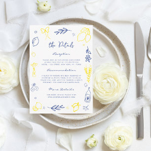Hand Drawn Italy Lemon Handwriting Wedding Details Enclosure Card