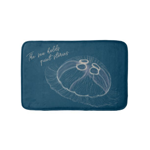 Hand drawn Jellyfish Art Bath Mat