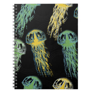 Hand drawn jellyfish texture. Raster hand drawn wa Notebook