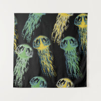 Hand drawn jellyfish texture. Raster hand drawn wa